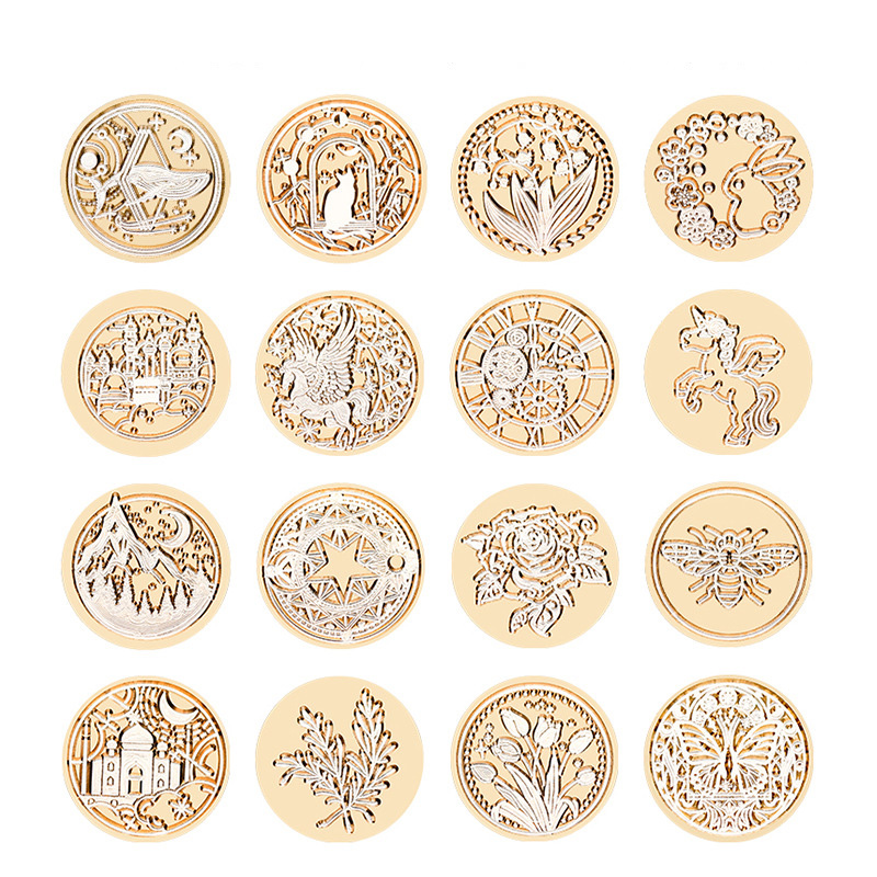 Wax Seal Stamp Set - Stempel Lilin Pola Bunga Teratai Langit