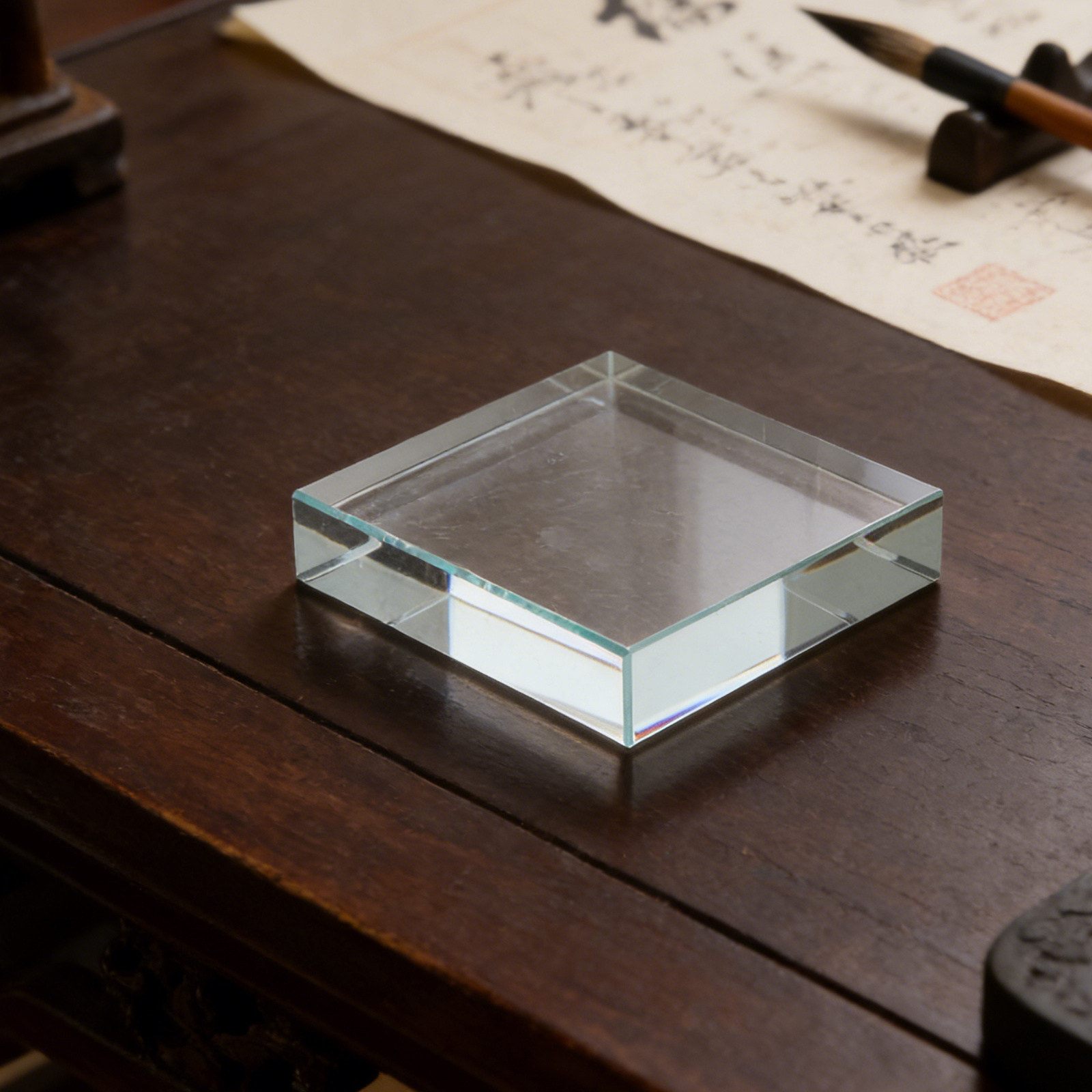 Paper Weight Crystal - Pemberat Kertas Kaca Transparan Berbentuk Persegi