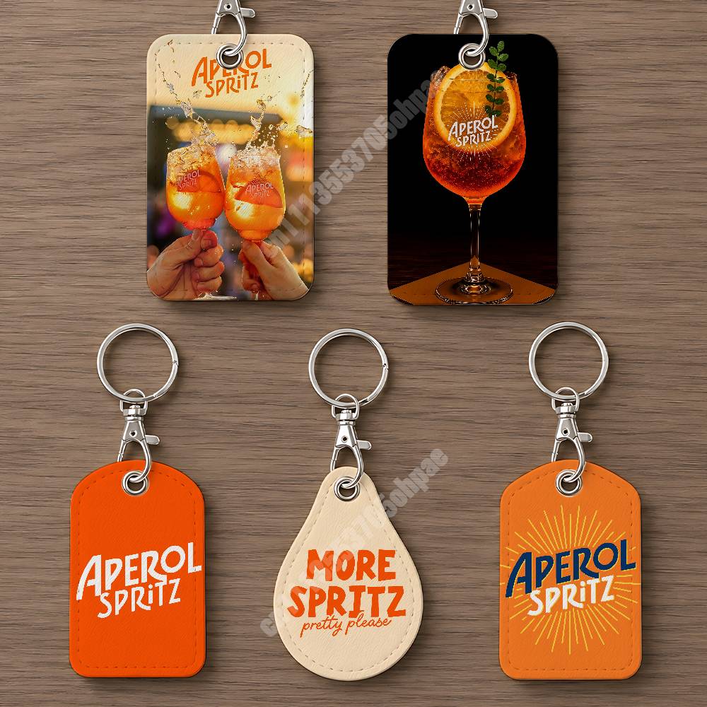 Index Card Holder - Gantungan Kunci Kulit Prosecco Oranye A-Aperol