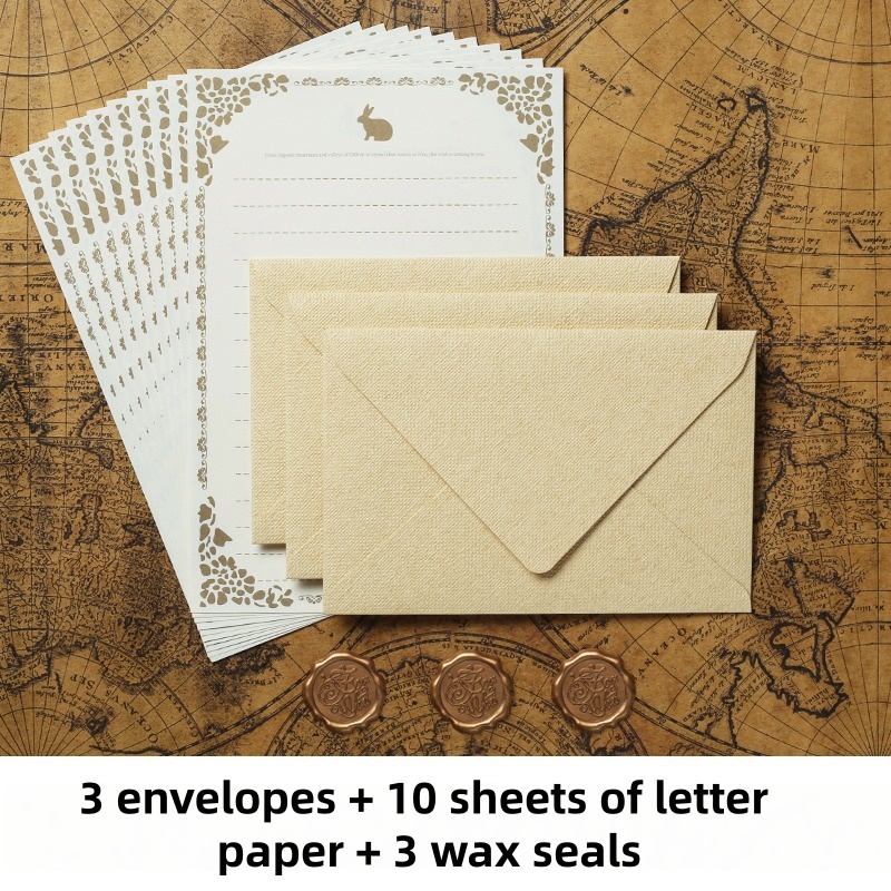 16 Buah Amplop Linen Antik Set - Wax Seal Stamp Set ulasan dan harga