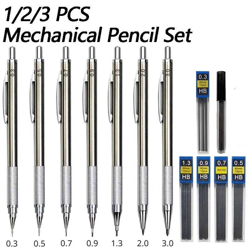 1/2/3 buah pensil gambar logam - Mechanical Pencil 0.3 ulasan dan harga